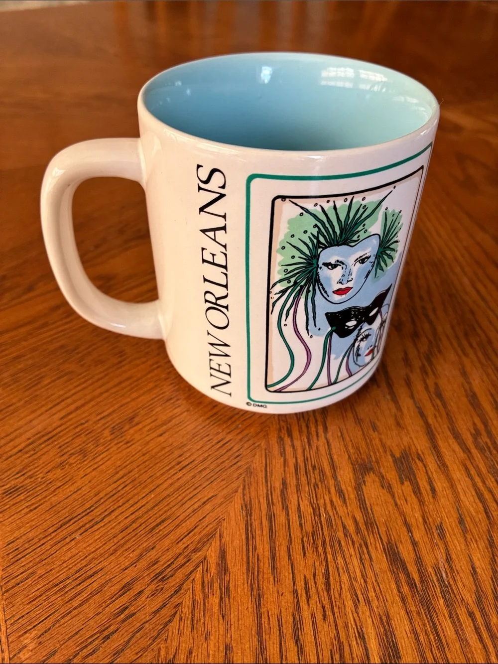 New Orleans White Ceramic Souvenir Mug with Green Accents